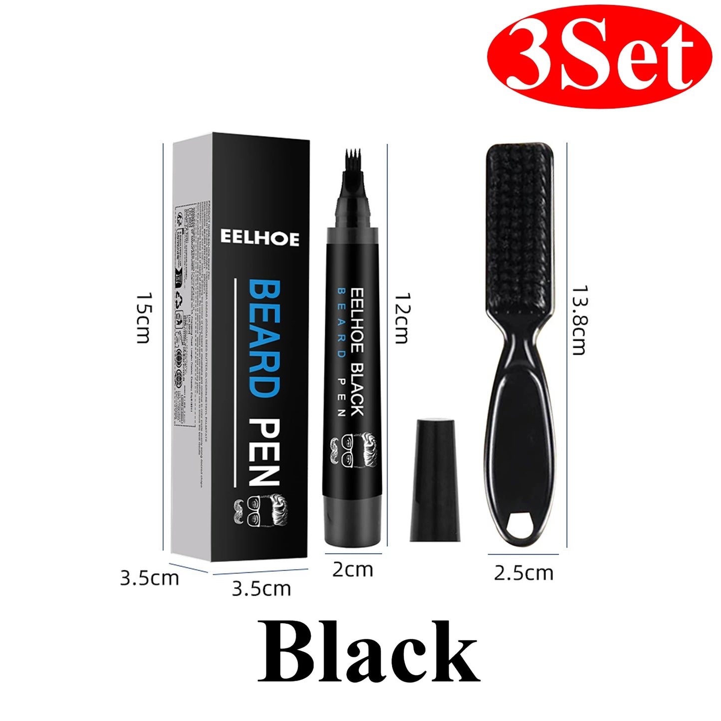 Hair Filling Pen with Brush Kit Black