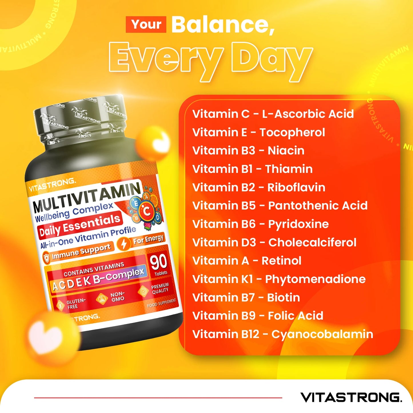 Vitastrong Complete Multivitamin Premium Quality, 13 Essential Vitamins