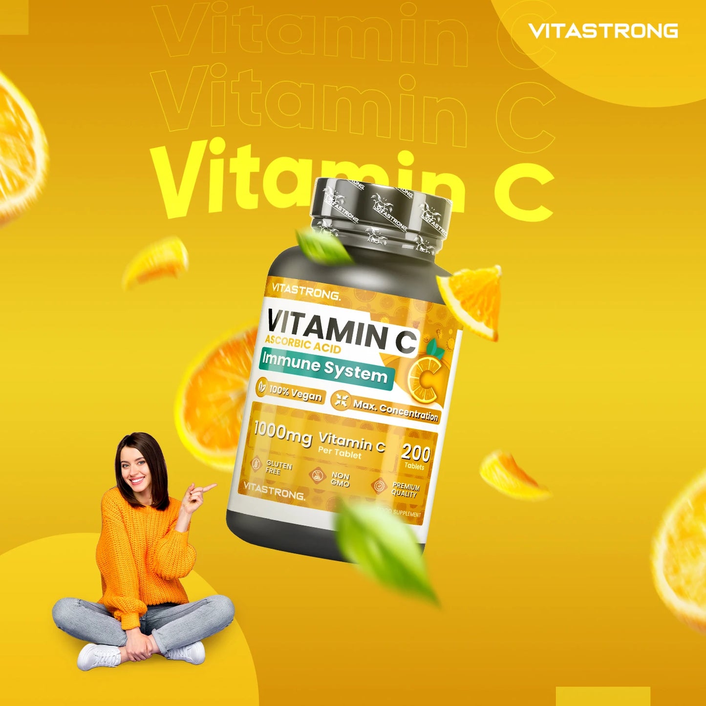 Vitastrong Vitamin C 1000mg High Dose-200 Tablets,