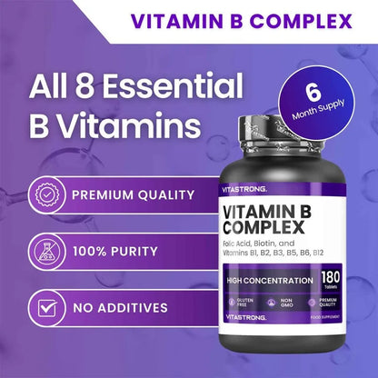 Vitamin B Complex High Dosage, 180 Tablets
