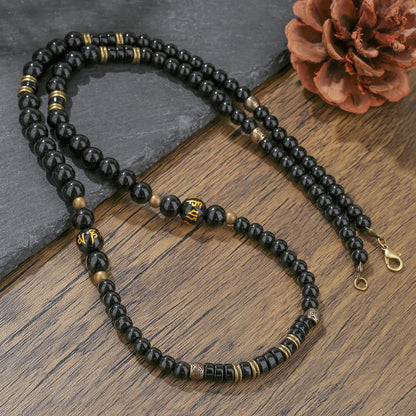 1PC Men's Retro Ethnic Style Africa Stone Necklace