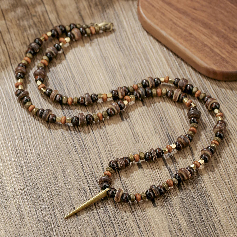 1PC Men's Retro Ethnic Style Africa Stone Necklace