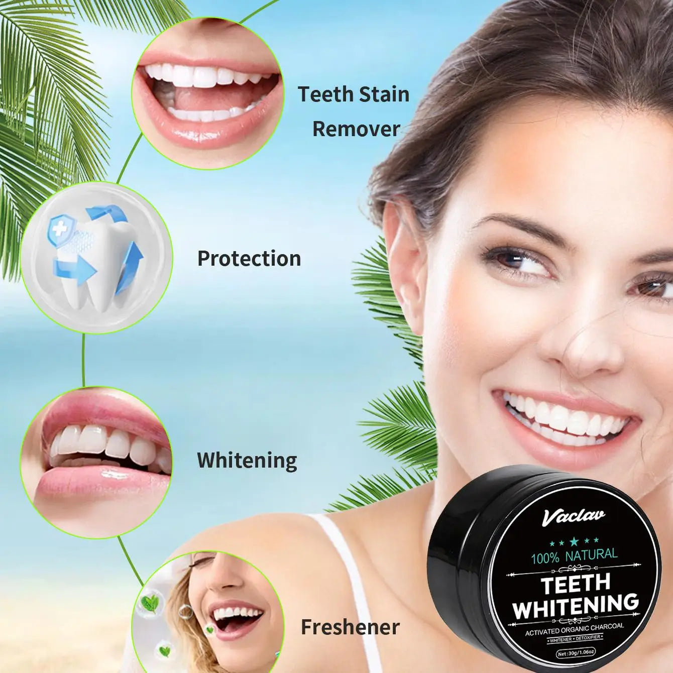 Vaclav activated charcoal teeth whitening powder,