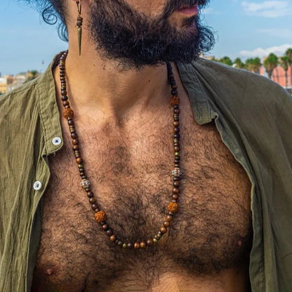 1PC Men's Retro Ethnic Style Africa Stone Necklace