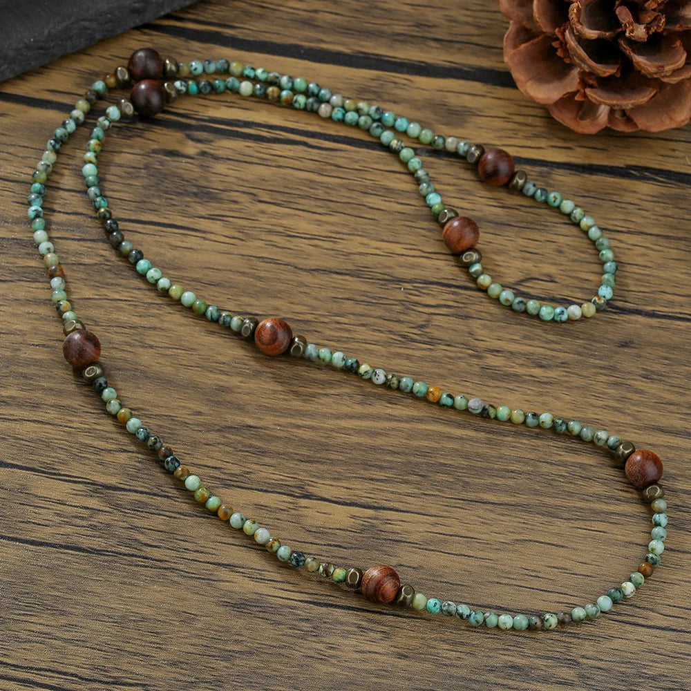 1PC Men's Retro Ethnic Style Africa Stone Necklace