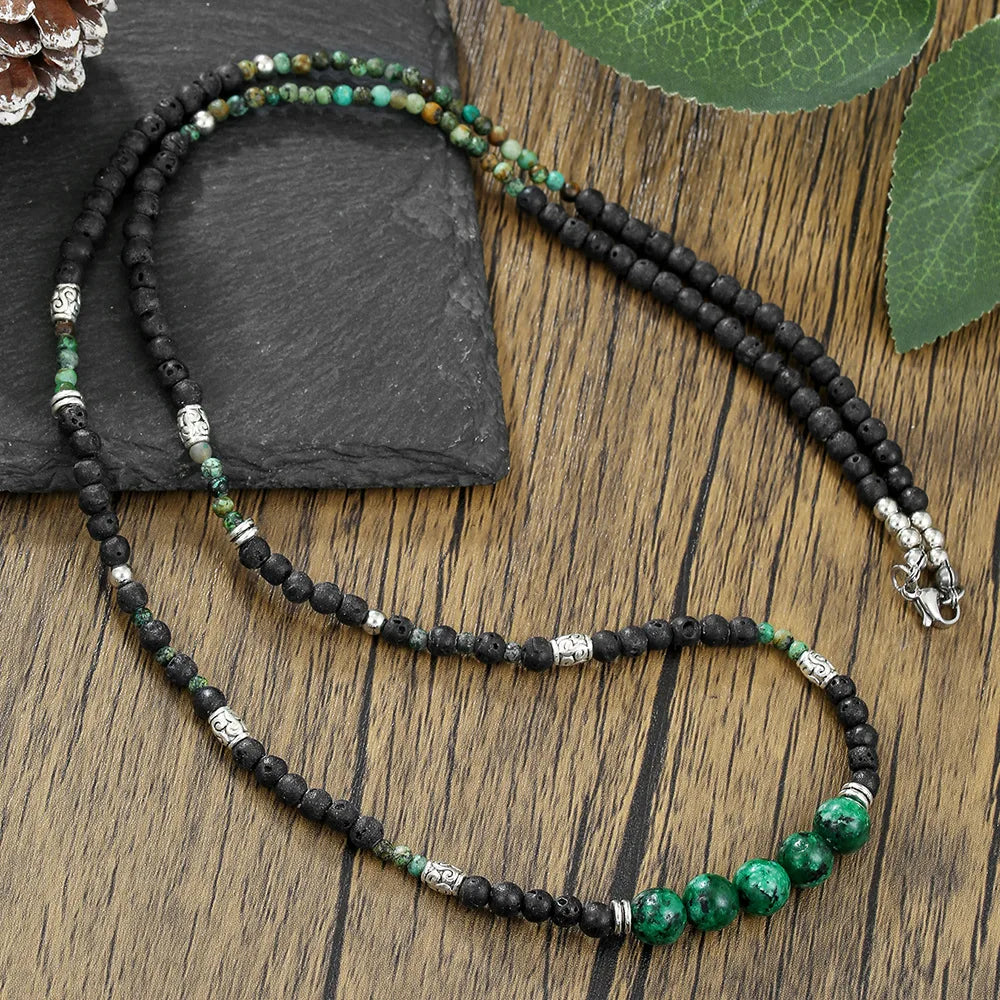 1PC Men's Retro Ethnic Style Africa Stone Necklace