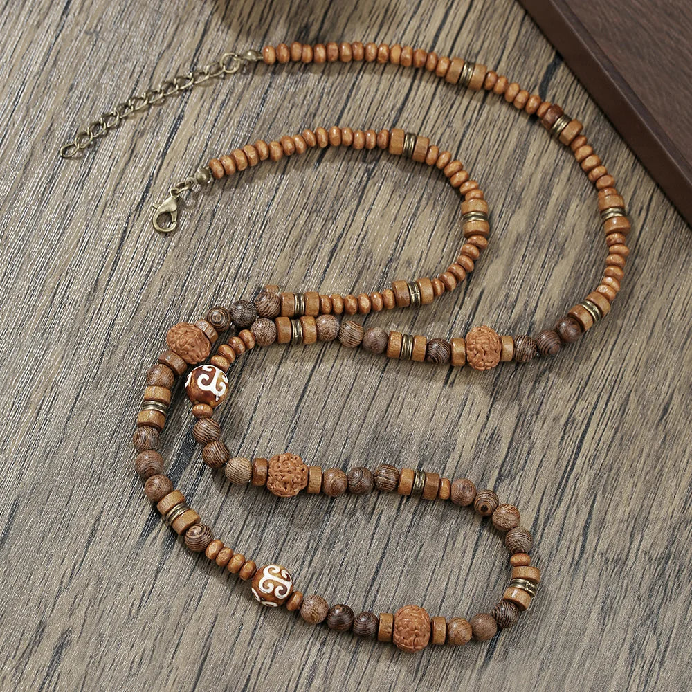 1PC Men's Retro Ethnic Style Africa Stone Necklace