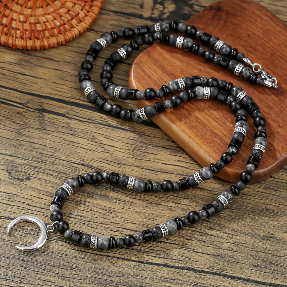 1PC Men's Retro Ethnic Style Africa Stone Necklace