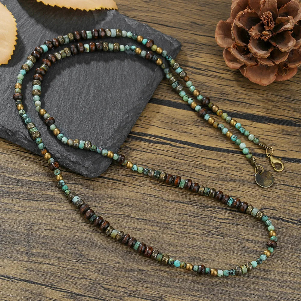 1PC Men's Retro Ethnic Style Africa Stone Necklace