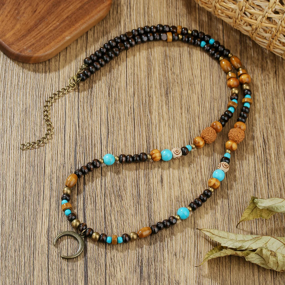 1PC Men's Retro Ethnic Style Africa Stone Necklace