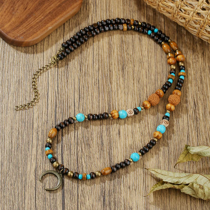 1PC Men's Retro Ethnic Style Africa Stone Necklace