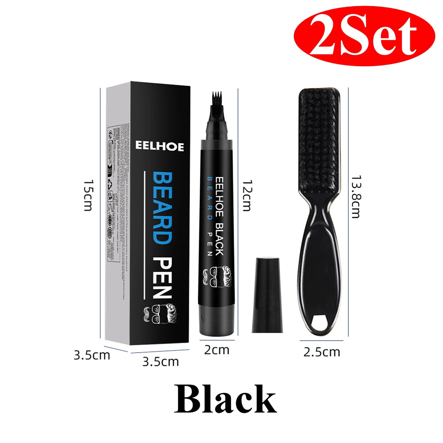 Hair Filling Pen with Brush Kit Black