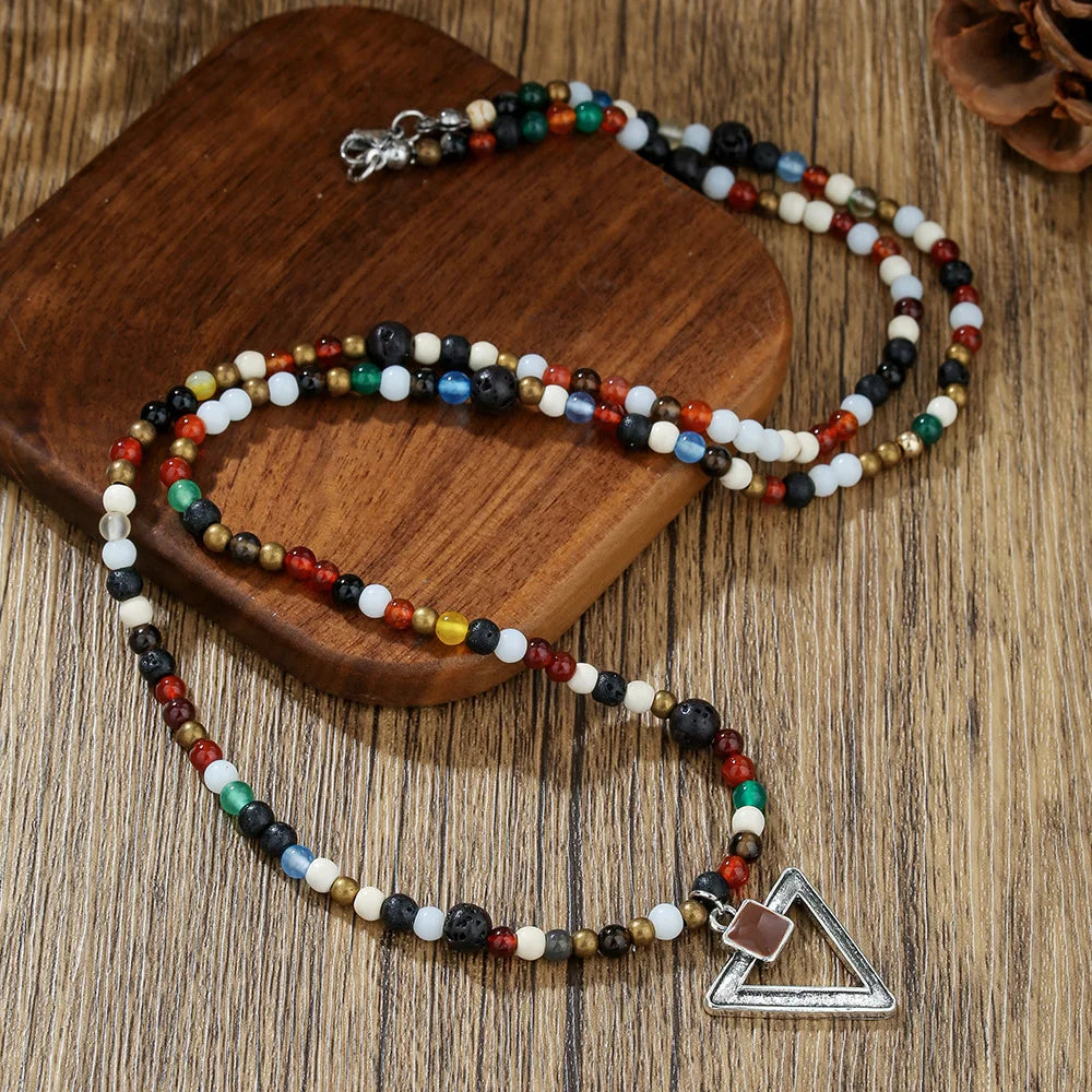 1PC Men's Retro Ethnic Style Africa Stone Necklace
